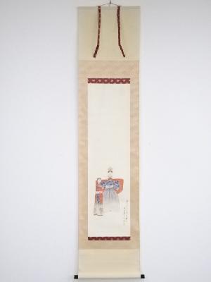 己巳（1929年）平野古桑筆　立雛図　肉筆絹本掛軸（保護箱）